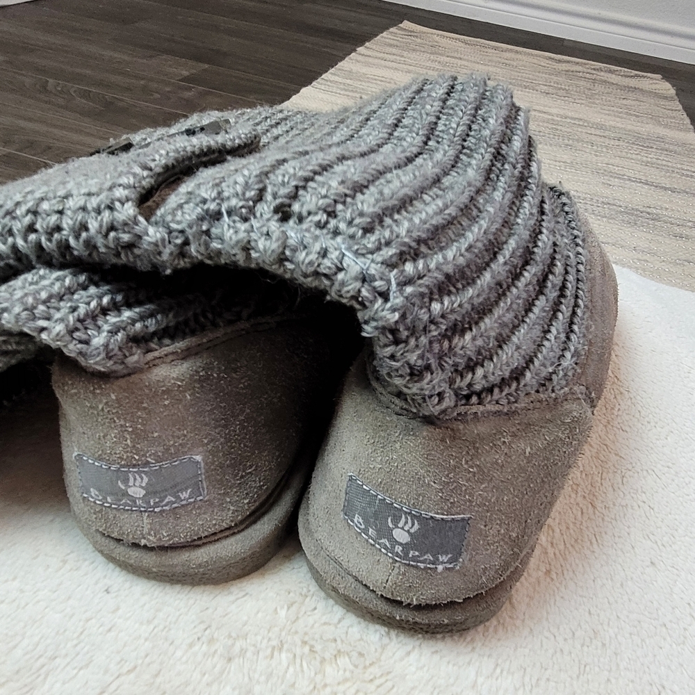 Bear Paw gray knit tall fold over boots - Picture 7 of 8